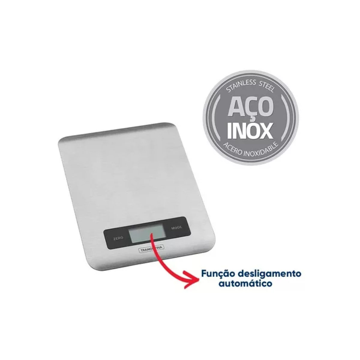 Balança Digital Tramontina Inox Para Cozinha Adatto Cinza