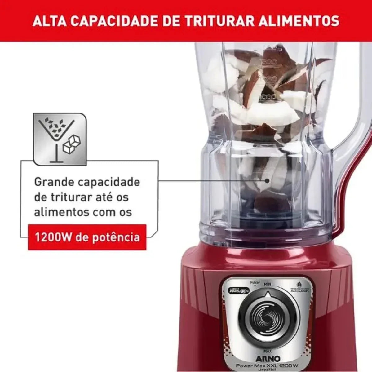 Liquidificador Power Max Carmim XXL 1200W 127V LN55W5B1 LN86 - Loja Do Thor