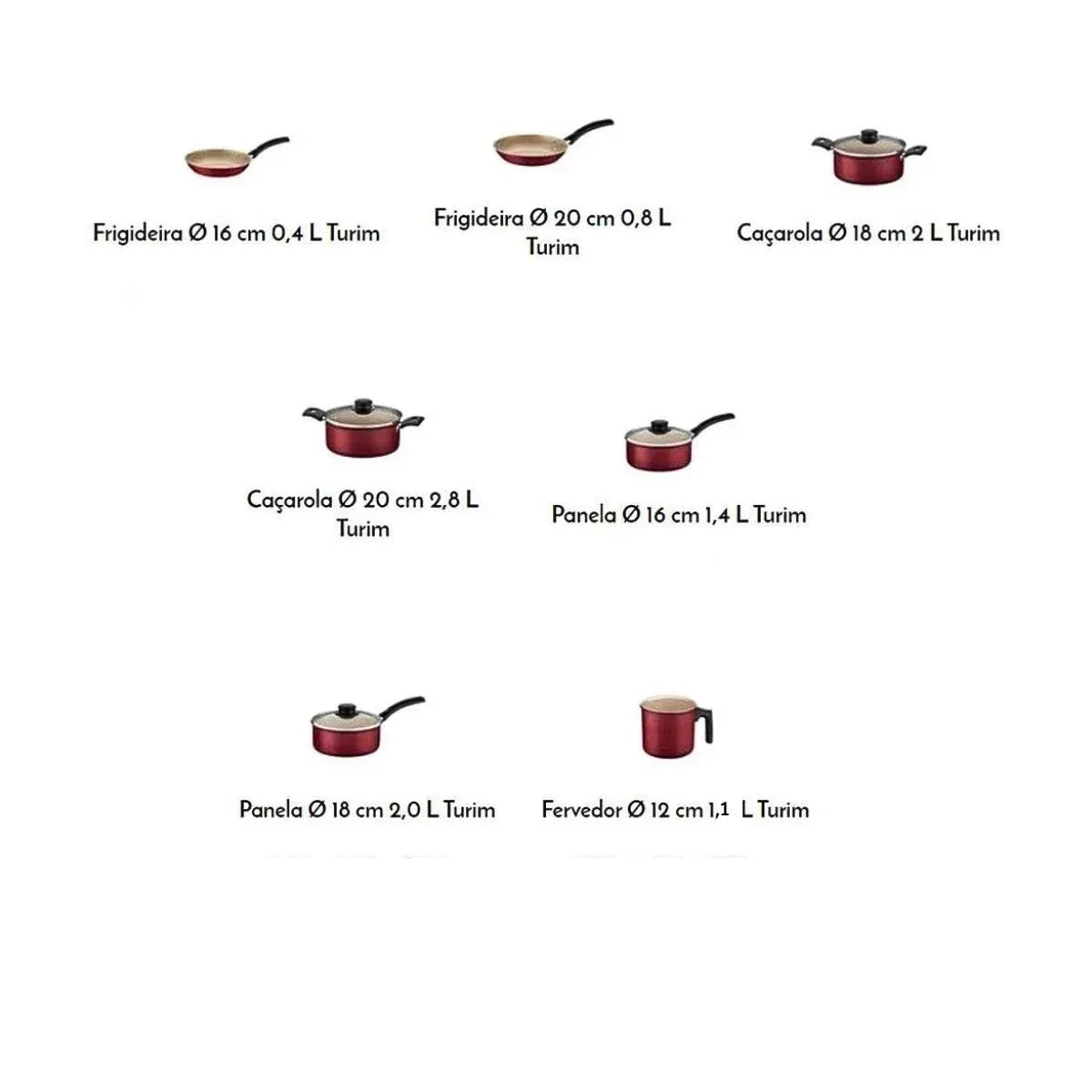 Jogo de Panelas 7Pçs Turim Verm Antiaderente Tramontina - Loja Do Thor