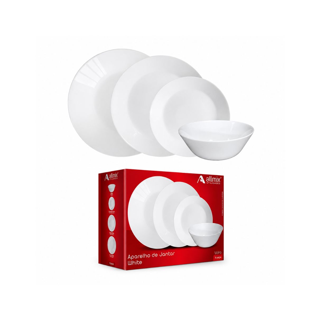 Aparelho De Jantar White 16 Peças - Allmix 107162
