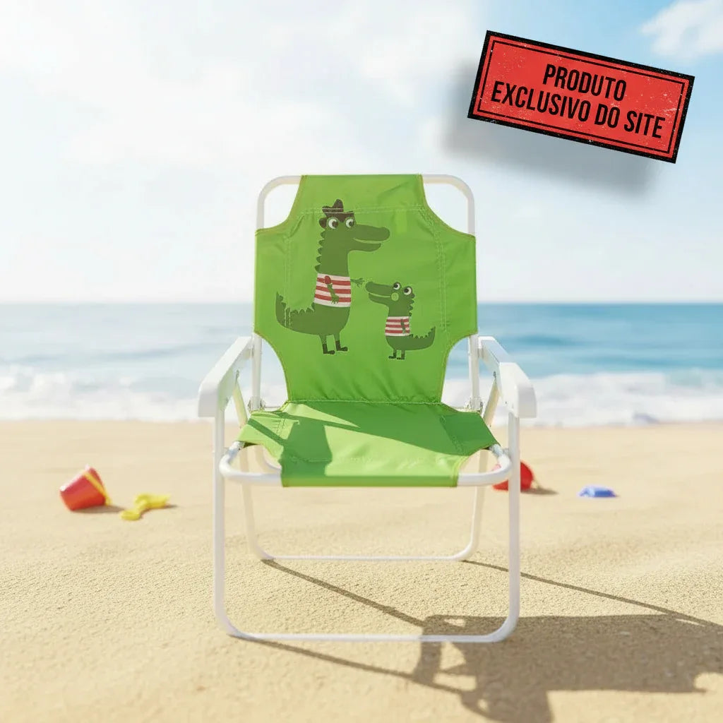 Cadeira De Praia Infantil Jacaré De Oxford 53CM X 25CM X30CM - Loja Do Thor