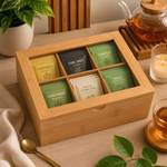 Caixa Para Chá De Bambu Ecológico 06 Divisórias Mimo Style