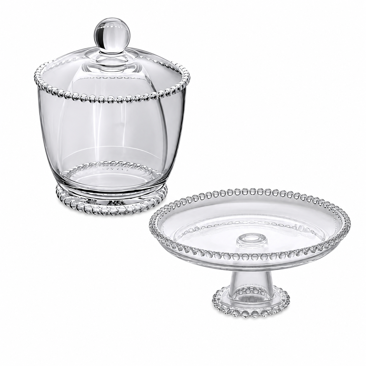 Prato de Cristal E Manteigueira Francesa Tampa Pearl - Wolff