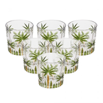 Jogo 6 Copos Baixo Palm Tree Handpaint 340ML Cristal