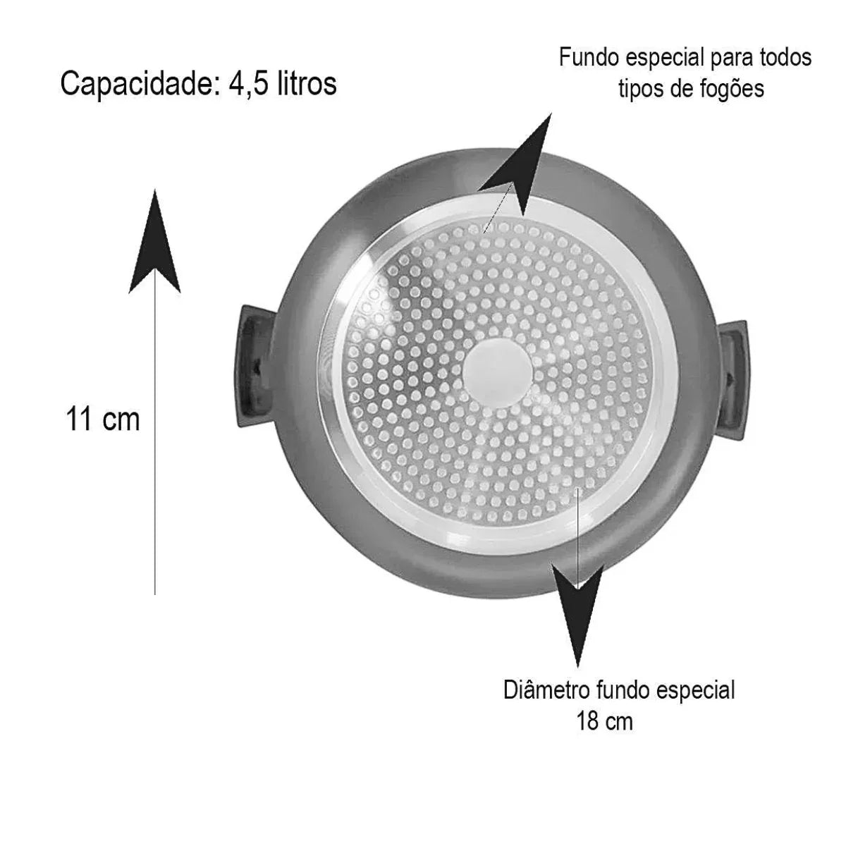 Panela Cacarola Com Tampa Inducao 4,5L 24X11Cm Hercules PA300-C24MA - Loja Do Thor