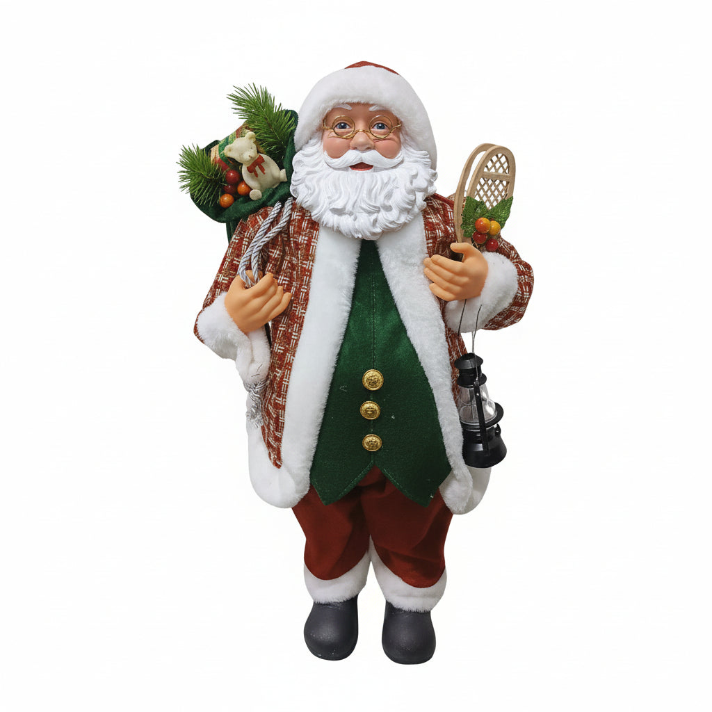 Papai Noel Sc Pres C/Colete Xadrez Vm/Vd 60Cm Magizi - Loja Do Thor