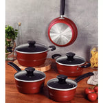 Jogo De Panelas Sicília 5 Peças Antiaderente Vermelho - Loja Do Thor