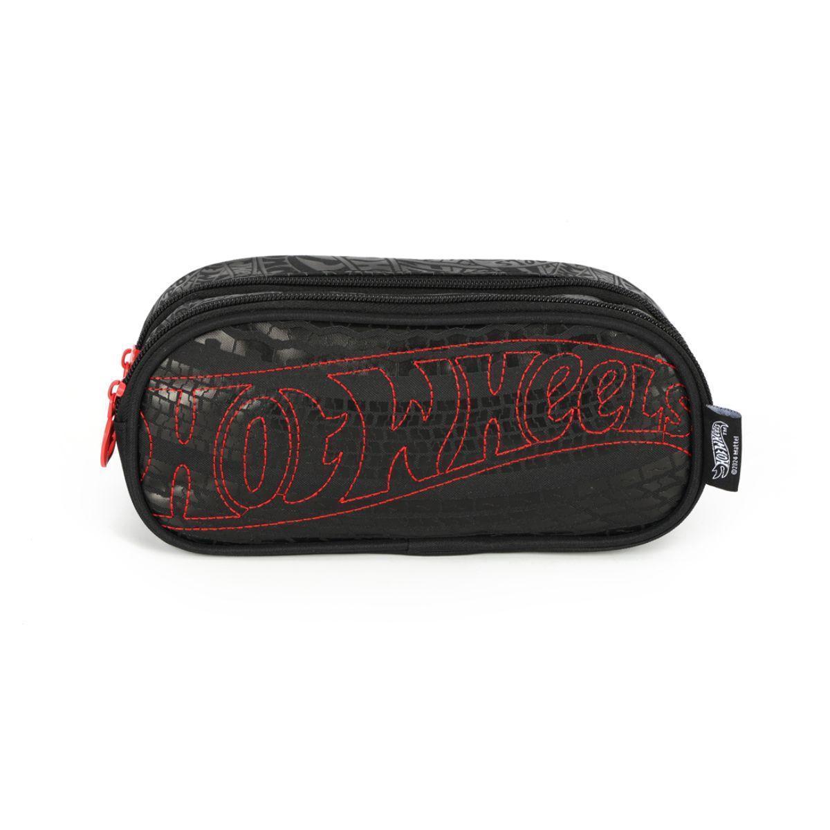 Estojo Duplo Hot Wheels Vermelho Estampado Juvenil Luxcel