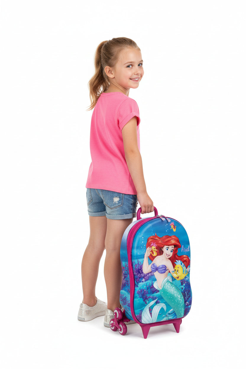 Mochila De Rodinhas Princesa Pequena Sereia Maxtoy