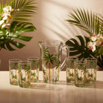 Conjunto Jarra 6 Copos Palm Tree Handpaint Cristal - Wolff - Loja Do Thor