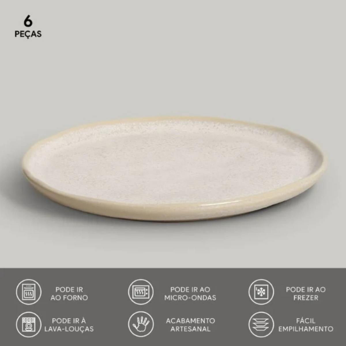 Conjunto com 6 Pratos de Sobremesa Bio Latte