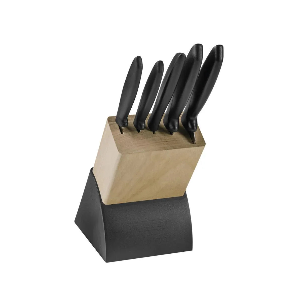 Jogo de Facas 6 Peças com Cepo Tramontina Inox Plenus Preto 23498028 - Loja Do Thor