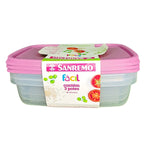 Conjunto 3 Potes Plástico Rosa Sanremo 1,8L - Loja Do Thor