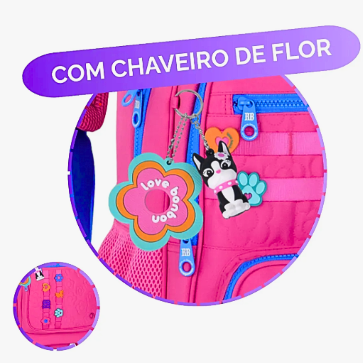 Mochila de Costas Rosa Flower Power 17,5 RB26231