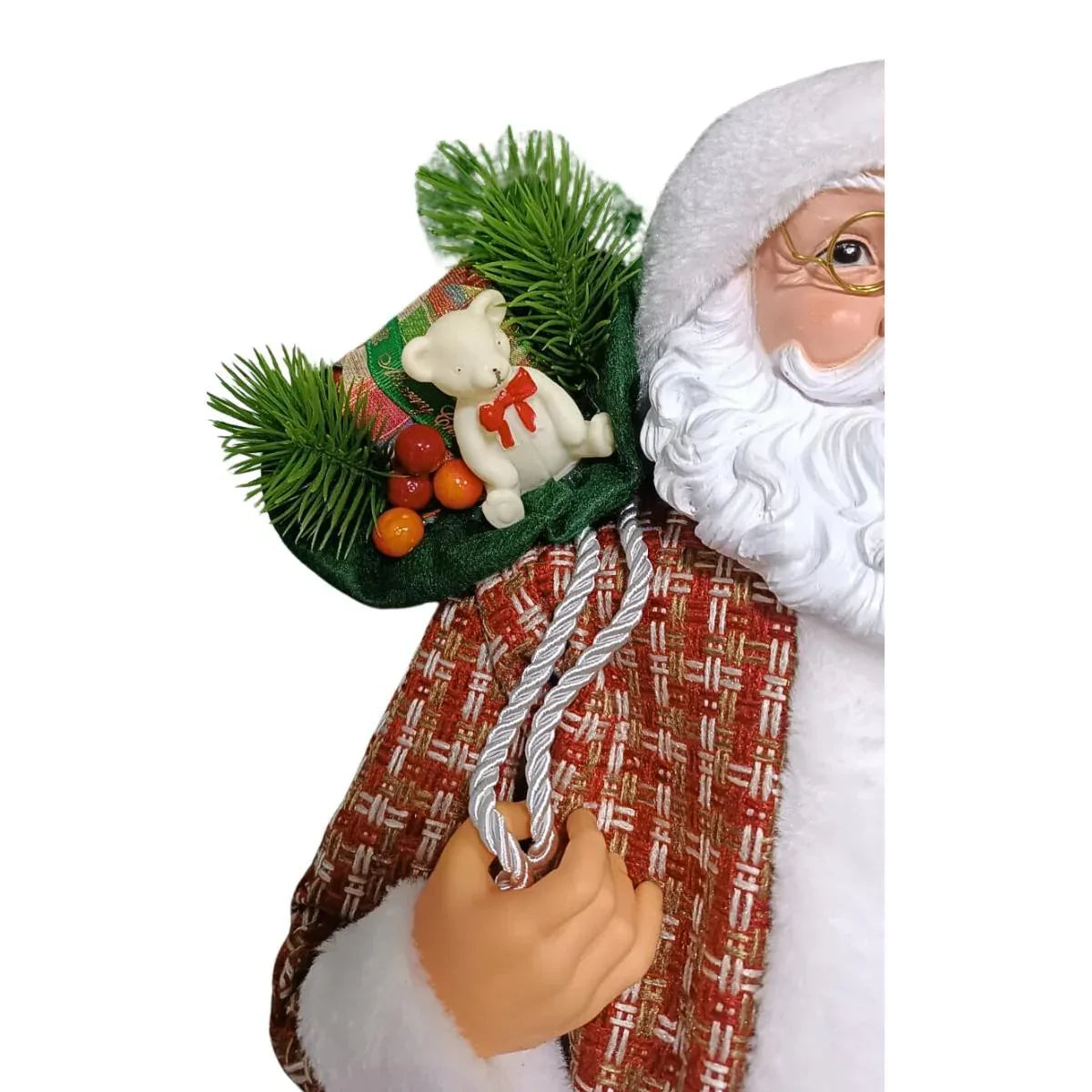 Papai Noel Sc Pres C/Colete Xadrez Vm/Vd 60Cm Magizi - Loja Do Thor