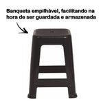 Kit 4 Banqueta Plastico Empilhavel Cozinha Preto Mor - Loja Do Thor