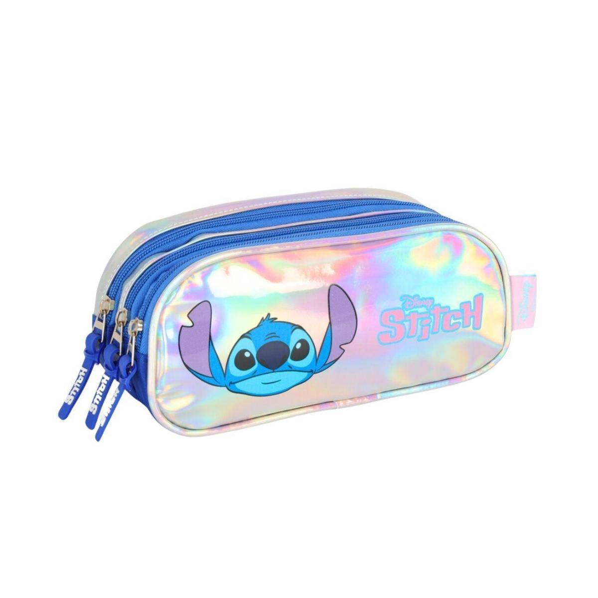 Estojo Escolar Triplo Prata Stitch Luxcel