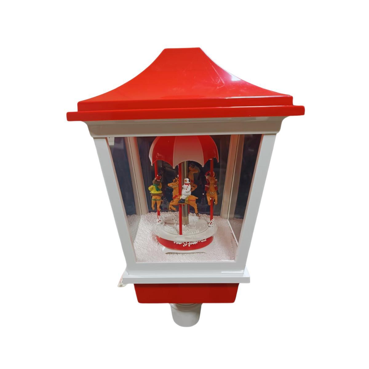 Poste Animado Cenario C/ Som E Neve 1,84m Vermelho 56956