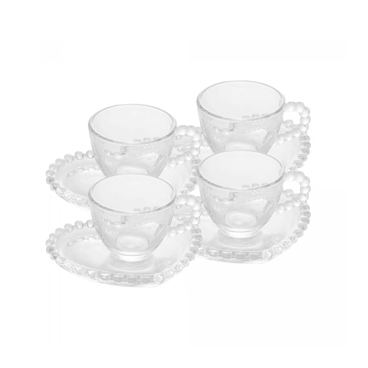 Conjunto 4 Xícaras de Café Com Pires Coração Pearl 85ml