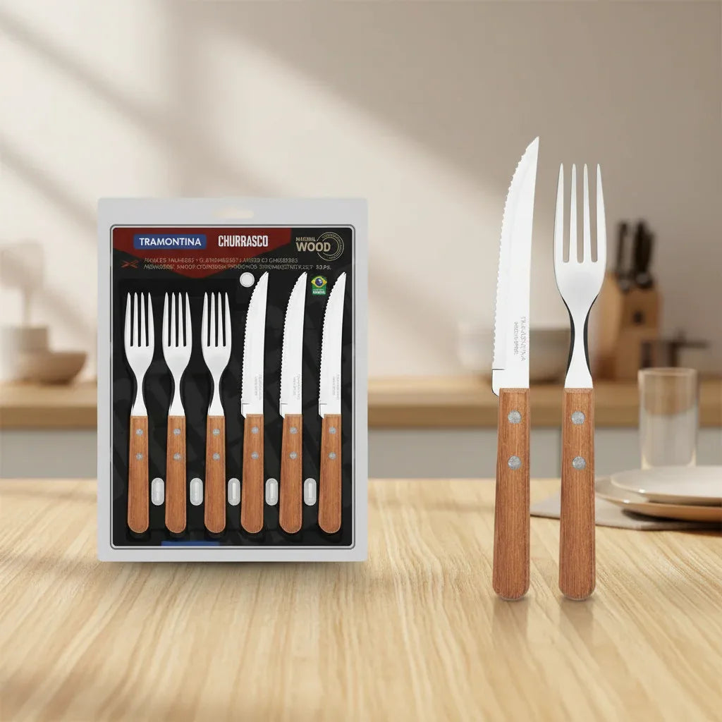 Jogo de Talheres 12Pçs Aço Inox P/Churrasco Tramontina - Loja Do Thor
