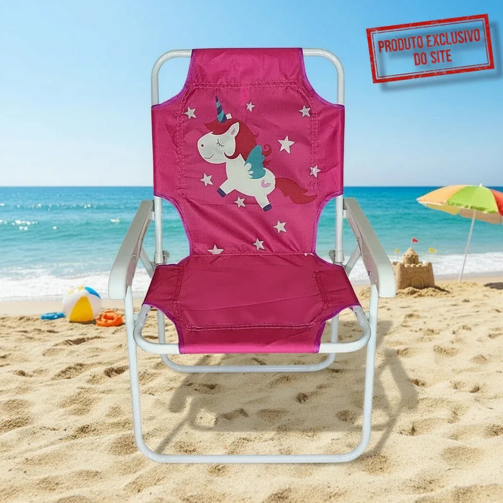 Cadeira De Praia Infantil Unicórnio De Oxford 53CM - Loja Do Thor