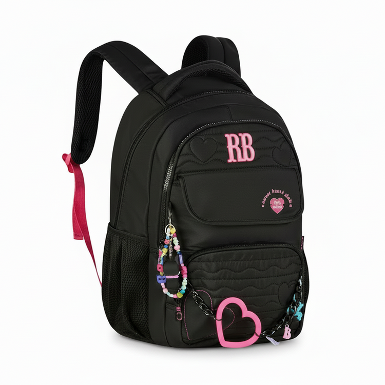 Mochila de Costas Heart Beats Preta 17,5 RB27015