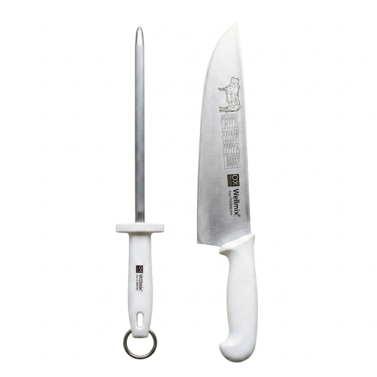 Kit Faca Profissional  E  Chaira Inox Prime - Wellmix