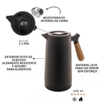 Garrafa Térmica Cabo de Madeira 1 Litro Cinza - Giftutil
