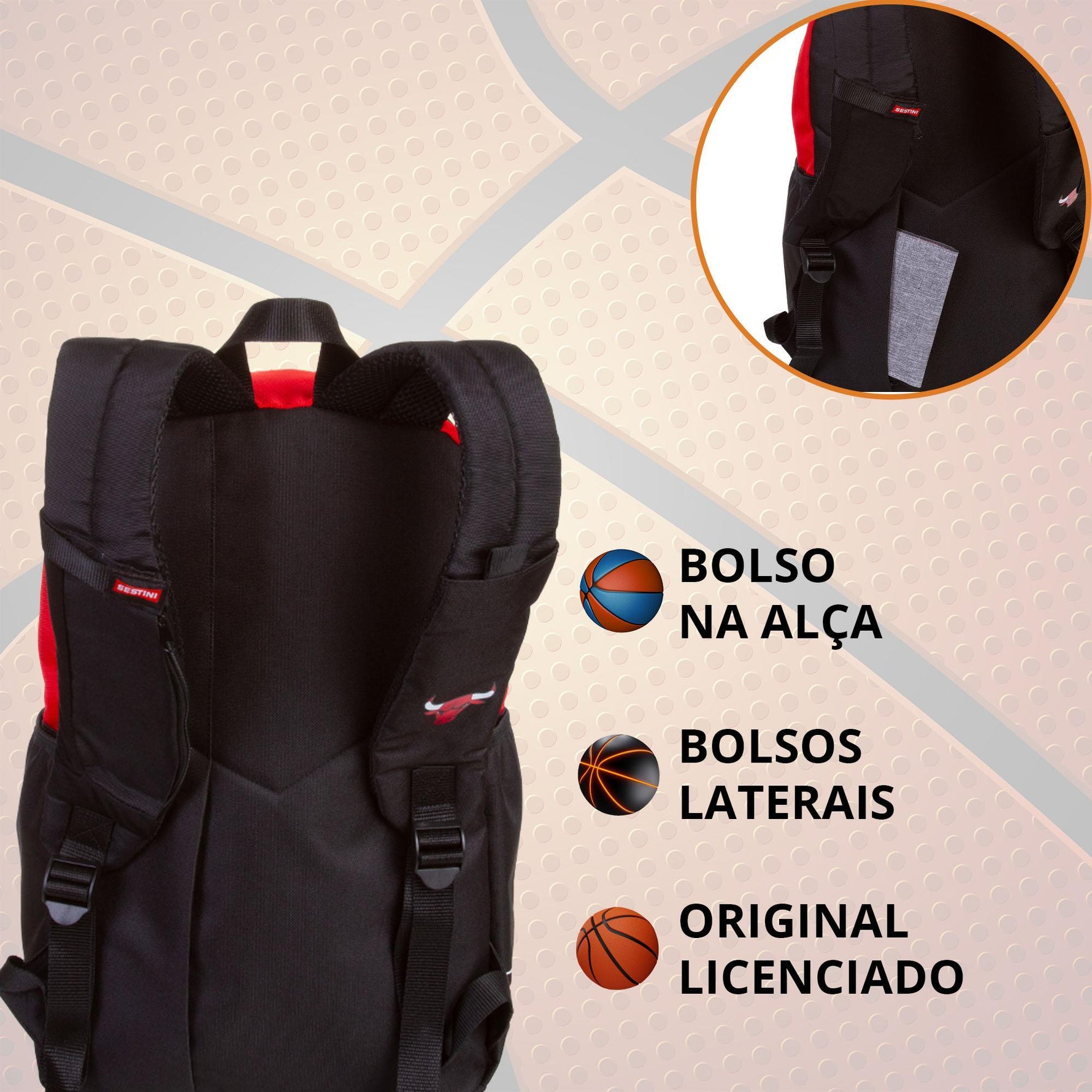 Mochila Grande Nba Magic Chicago Bulls Sestini - 75994