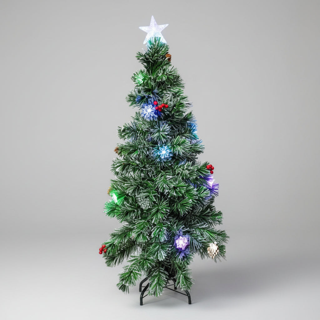 Arvore De Natal Fibra Optica Pinha E Cerejinha 1,20M DN120