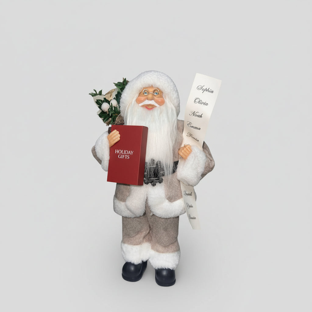 Papai Noel Lista De Presentes Bege 35CM  30308
