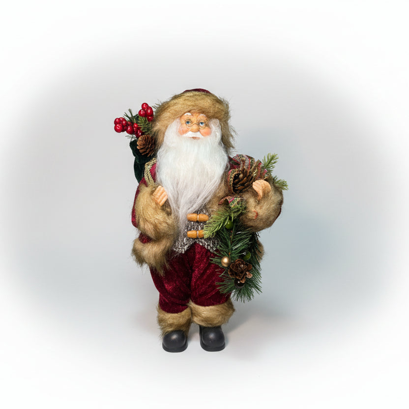 Papai Noel Casaco Veludo Guirlanda 30cm