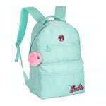Mochila de Costas 18 Barbie Turquesa Com Pompom Luxcel