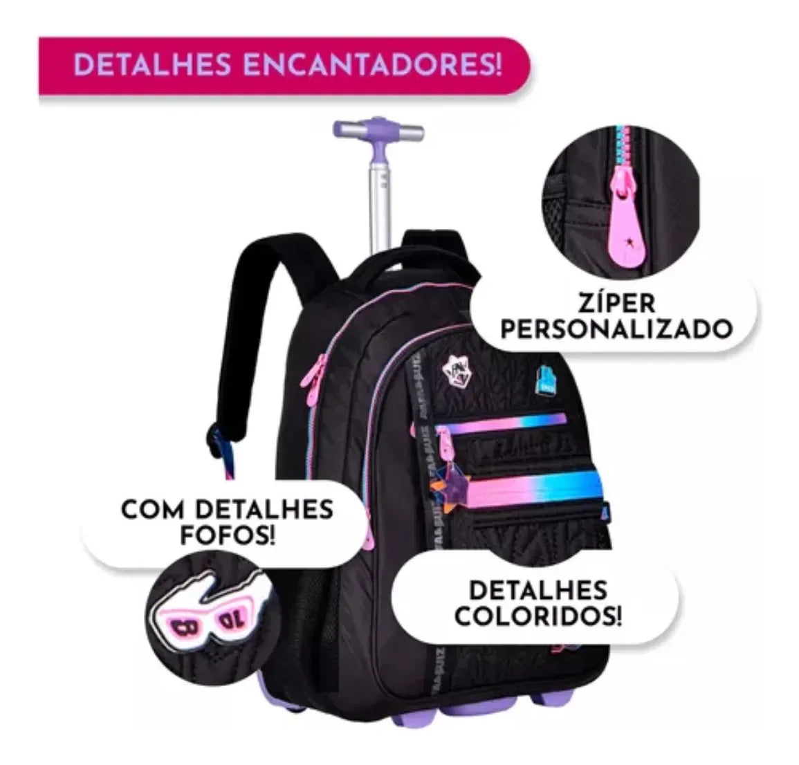 Mochila Escolar Rodinha Rafa E Luiz RL24018 - Loja Do Thor