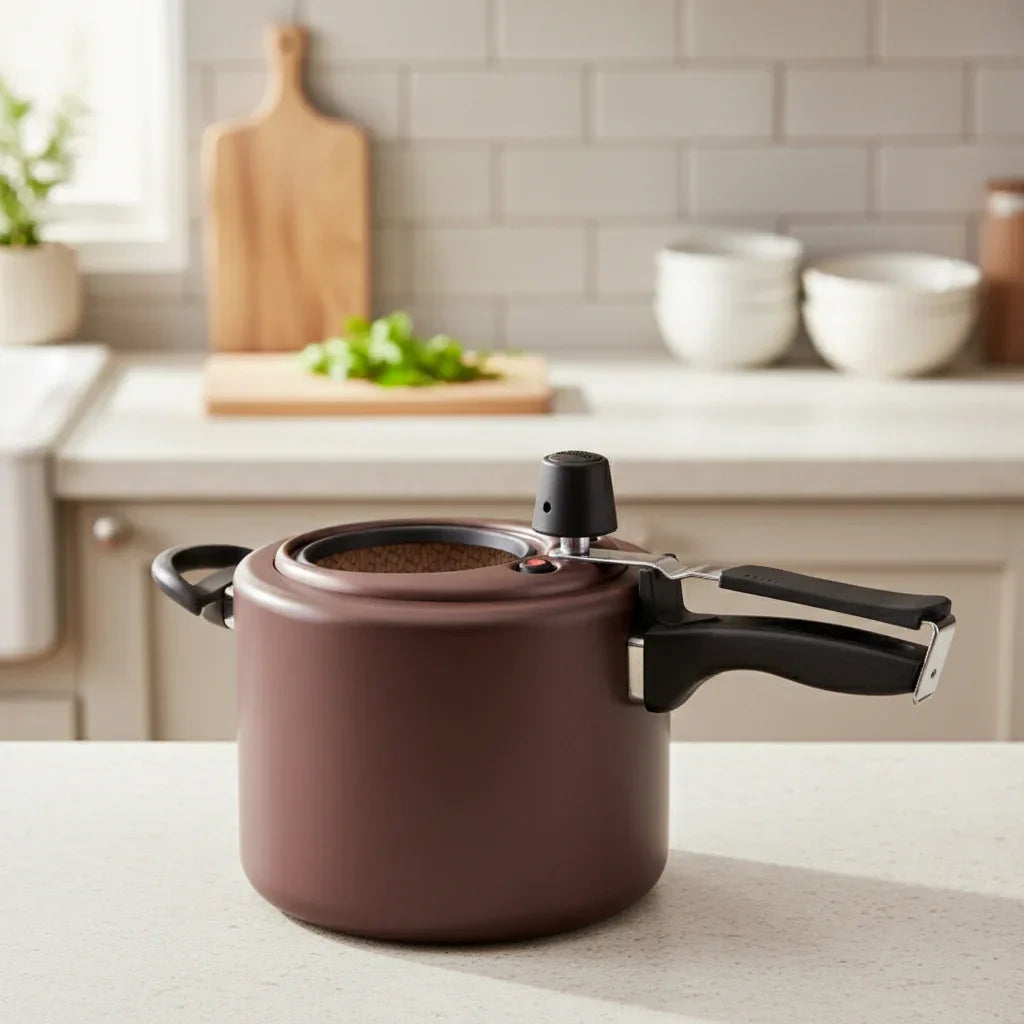 Panela De Pressao Aluminio Chocolate C/Visor De Vidro 4,5L 9195 - Loja Do Thor