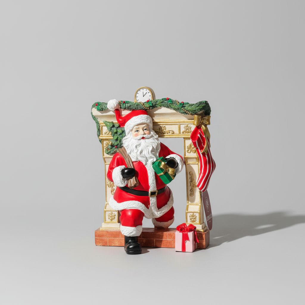 Papai Noel Lareira De Resina Colorido 22cm - Grillo