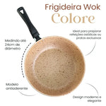 Frigideira Colore Wok 24cm Antiaderente Bege Stone Alegrete - Loja Do Thor