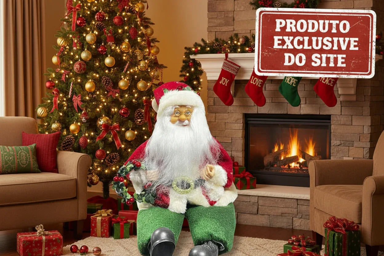Papai Noel Sentado Vermelho Verde 30Cm Florarte - Loja Do Thor