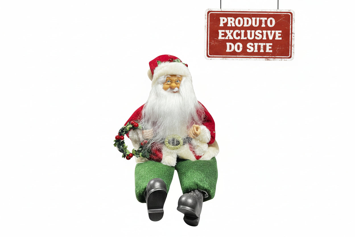 Papai Noel Sentado Vermelho Verde 30Cm Florarte - Loja Do Thor