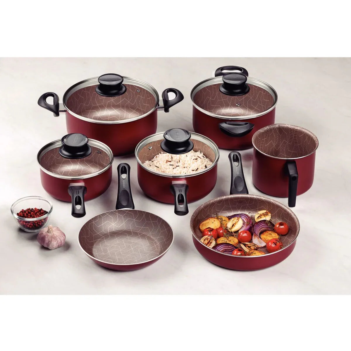 Jogo De Panelas 7 Ppçs Paris Vermelho Tramontina 28599702 - Loja Do Thor