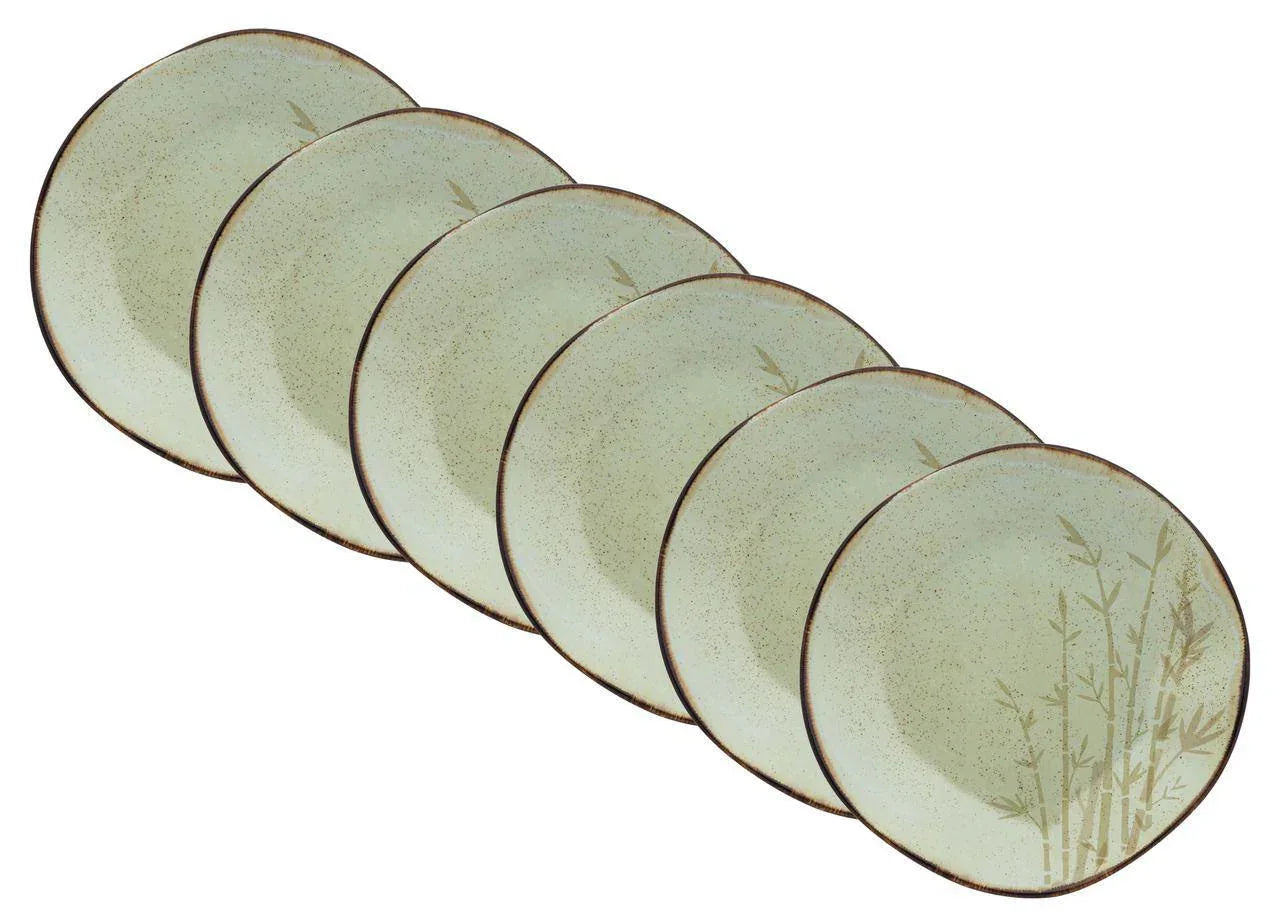 Jogo De Pratos Rasos Bambu 27,5Cm 6 Pecas Porcelana Oxford - Loja Do Thor