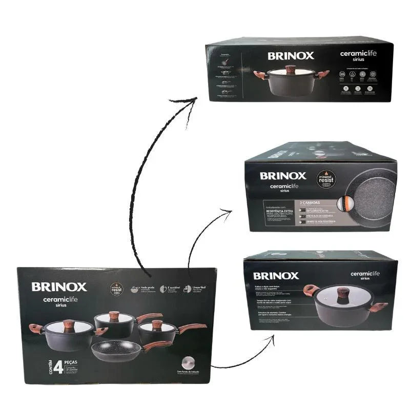 Conjunto de Panelas 4 Pecas Ceramic Life Sirius - Brinox 4814-102 - Loja Do Thor