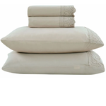 Jogo de Cama Rendas Casal 4 Peças Bege - Hedrons