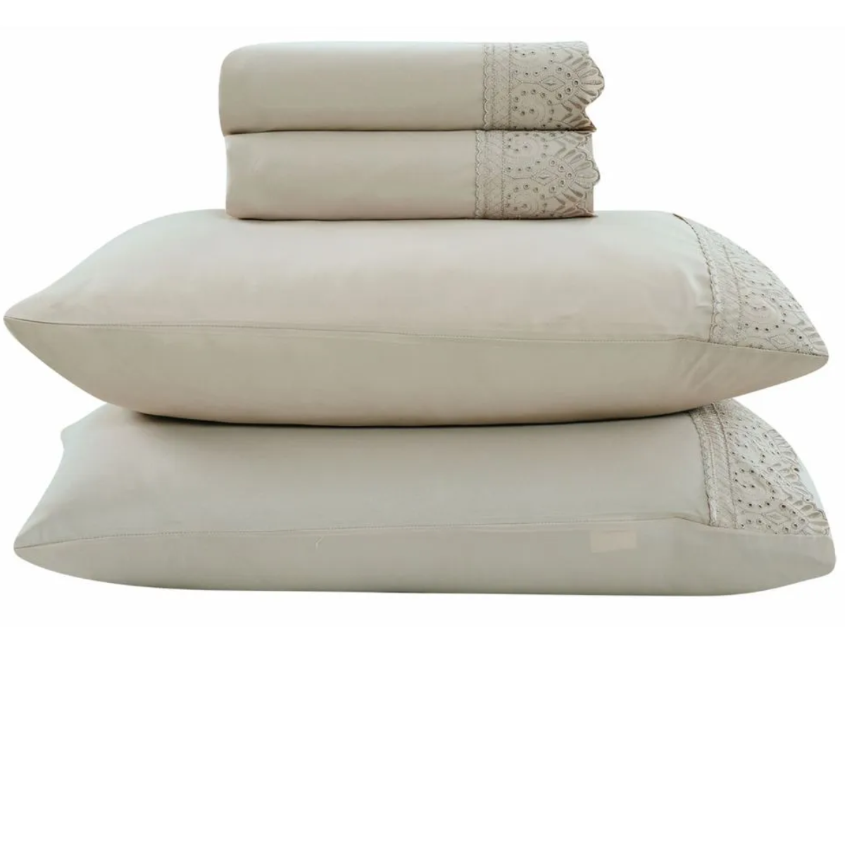 Jogo de Cama Rendas Casal 4 Peças Bege - Hedrons