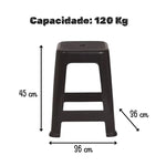 Banqueta Plastica Resistente Preta Aguenta Ate 120Kg - Loja Do Thor