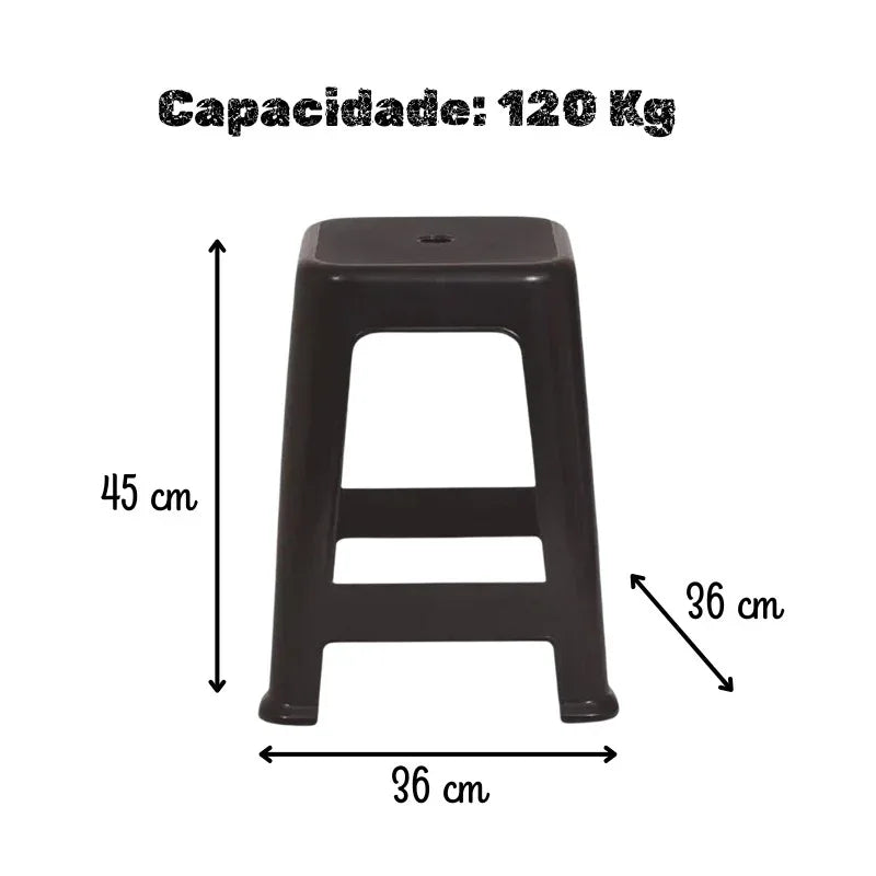 Banqueta Plastica Resistente Preta Aguenta Ate 120Kg - Loja Do Thor