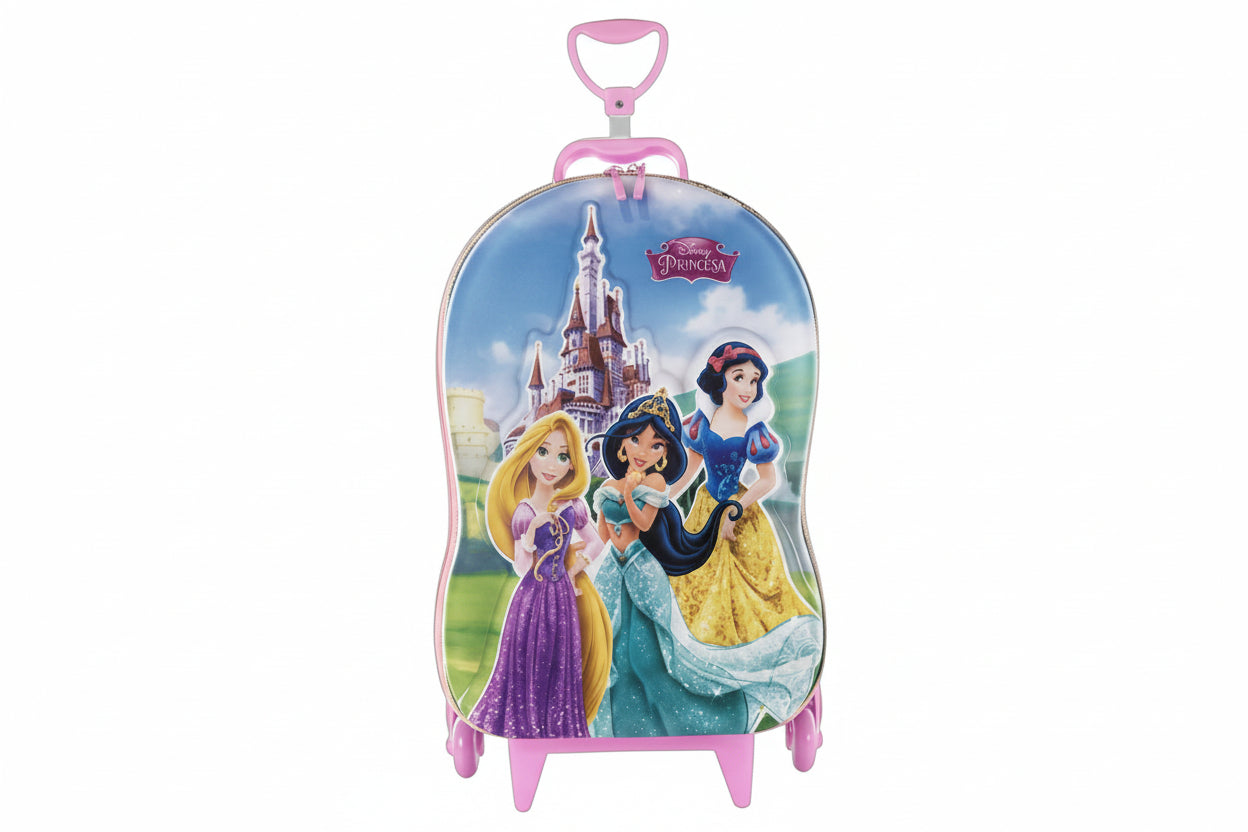 Mochila De Rodinhas 3D Maxtoy Princesas Castelo Rosa 3855NM23