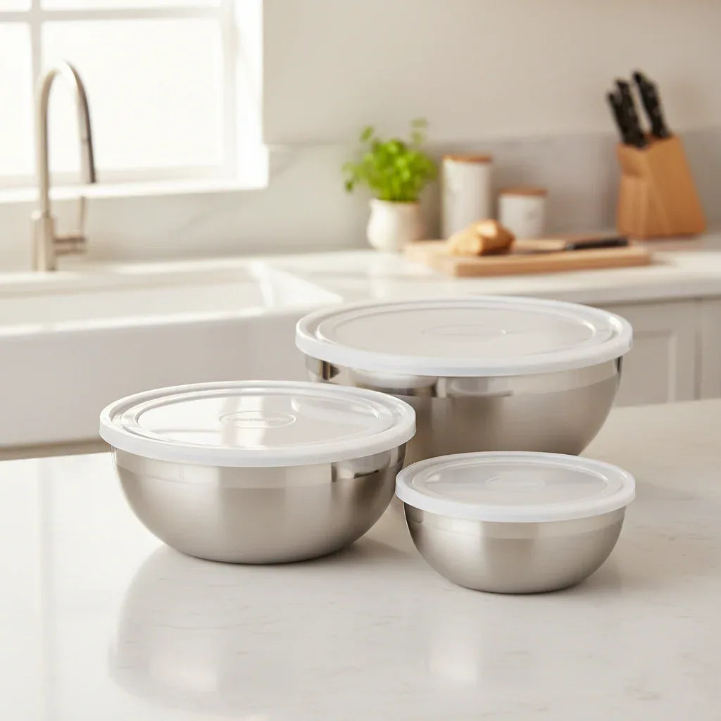 Jogo de Potes Aço Inox 3 Pçs C/ Tampa Plástica Freezinox Tramontina - Loja Do Thor