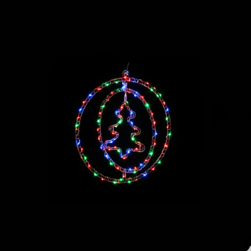 Argola Dupla C/ Figuras Árvore 80LEDs Colorido - Global