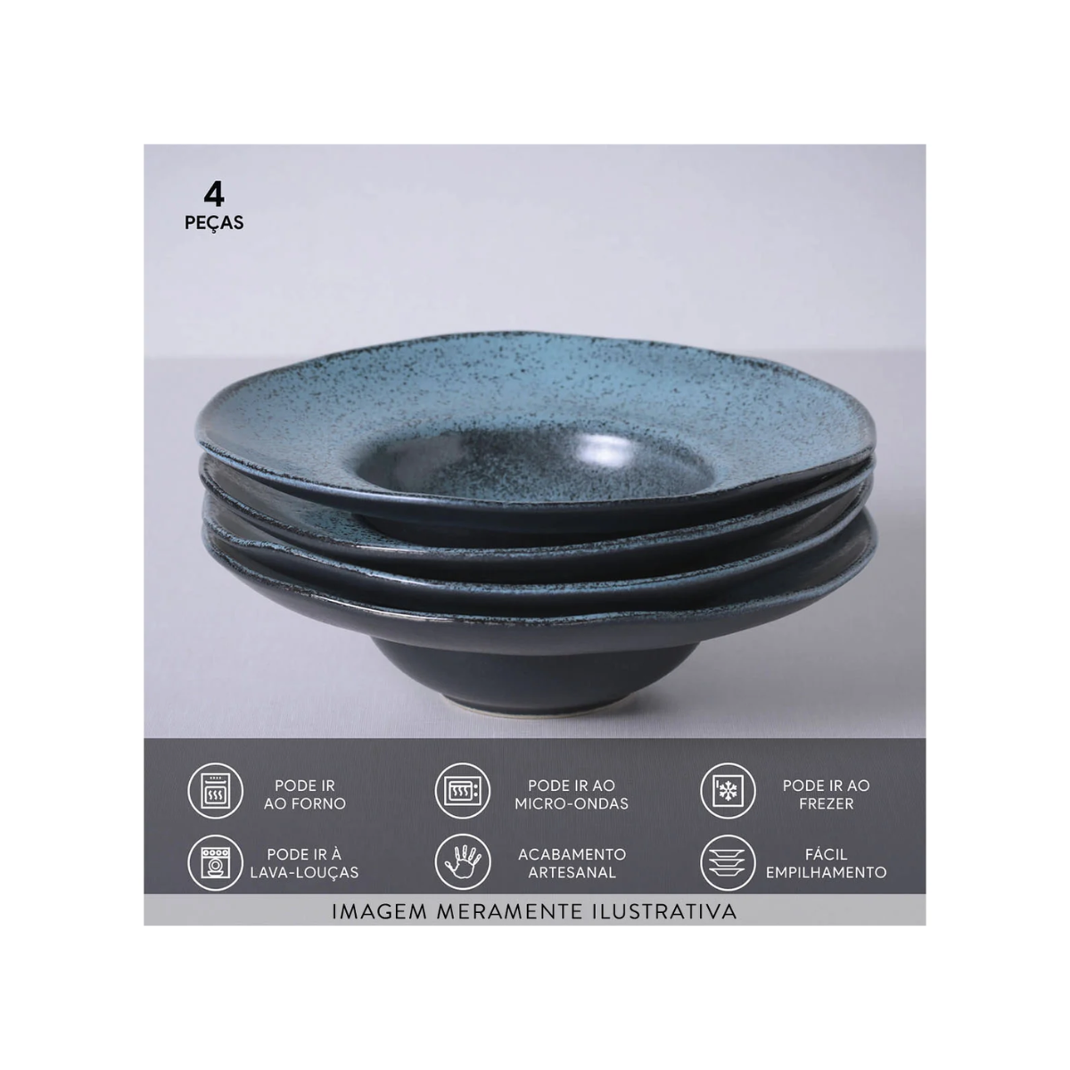 Conjunto 4 Pratos Para Massa Breeze 25CM - Porto Brasil